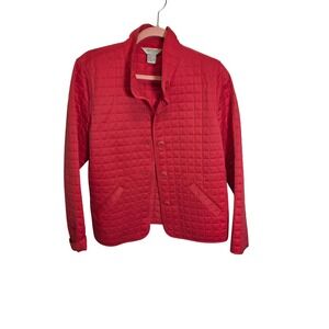 City Blues by Koret Red Quilted Button Front Mock Neck Jacket Womens Large
